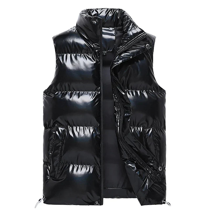 Men's Warm Quilted Down Vest - Insulated for Winter Comfort Black