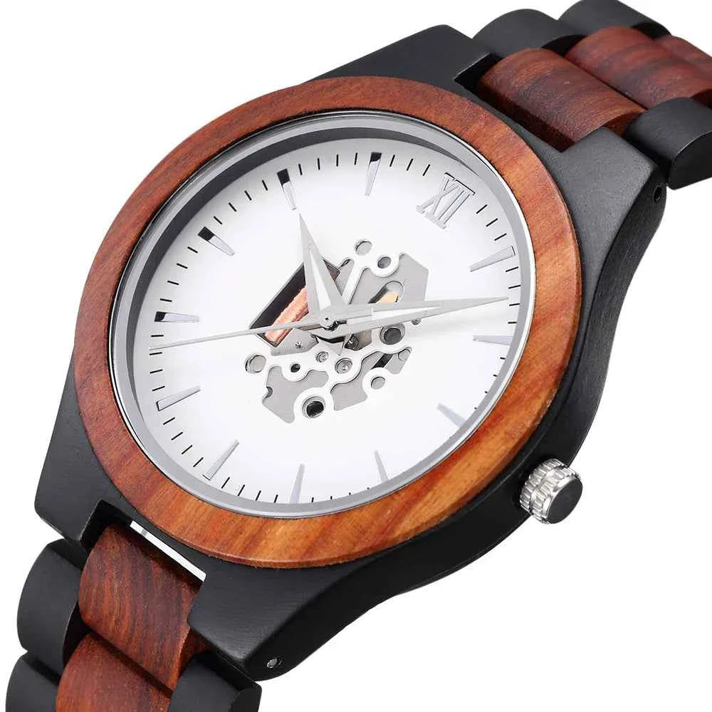 Wooden Skeleton Dial Analog Wristwatch | Durable Timepiece