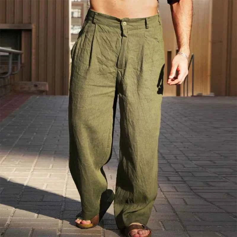Men's Stylish Wide-Leg Trousers Olive