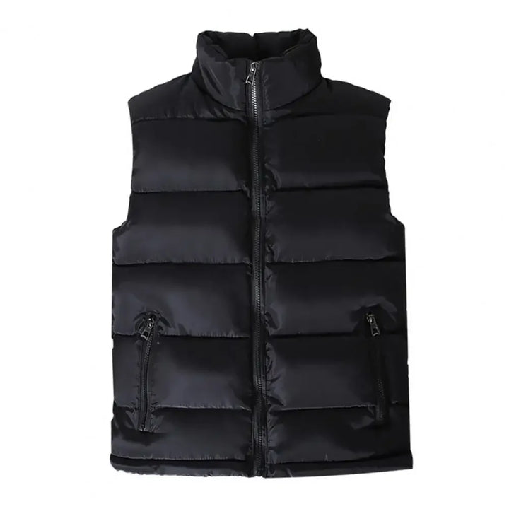 Men's Lightweight Quilted Puffer Vest with Slim Collar Black