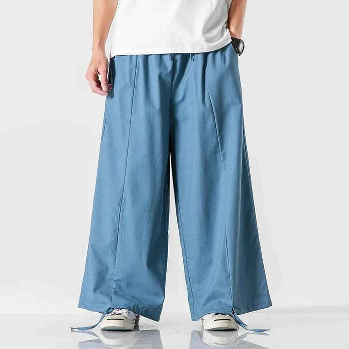 Men's Lightweight Cotton-Linen Parachute Pants Sky Blue