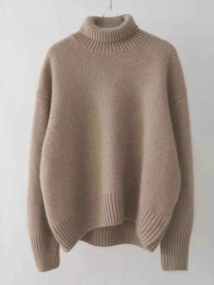 Women's Cashmere Turtleneck Sweater - Malta Style Khaki