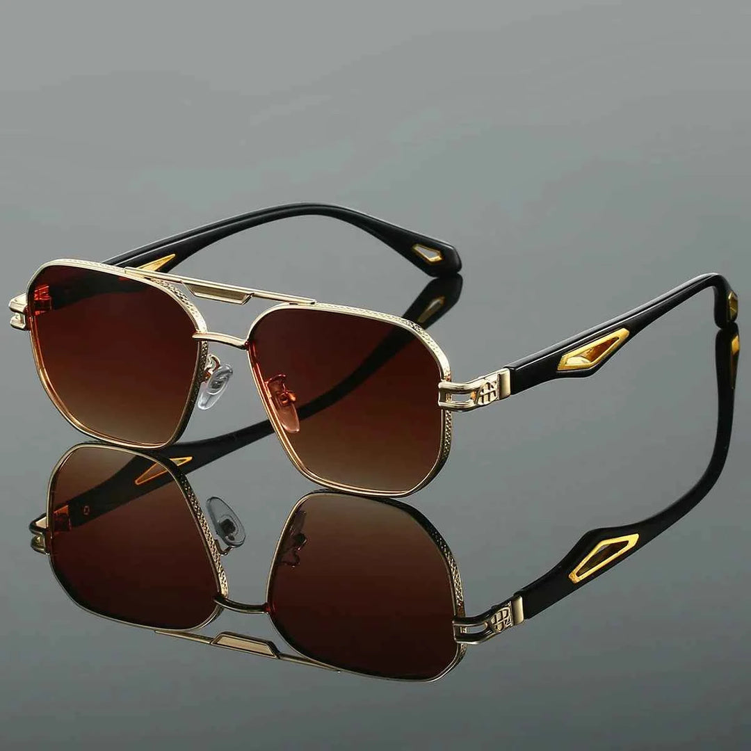 Stylish Signature Aviator Sunglasses Gold & Brown