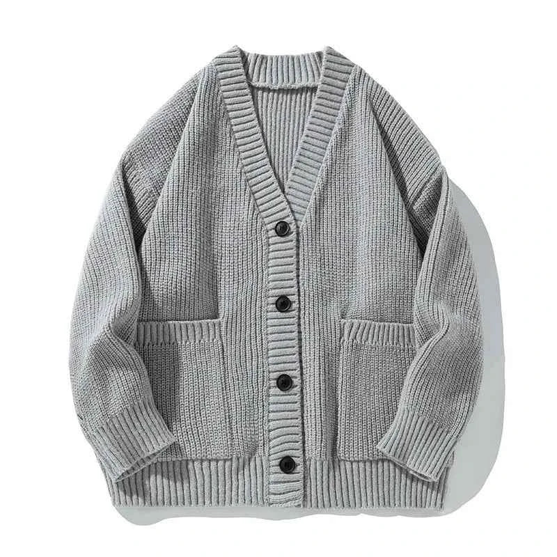 Men's Knit Cardigan - Stylish and Comfortable Layering Piece Gray