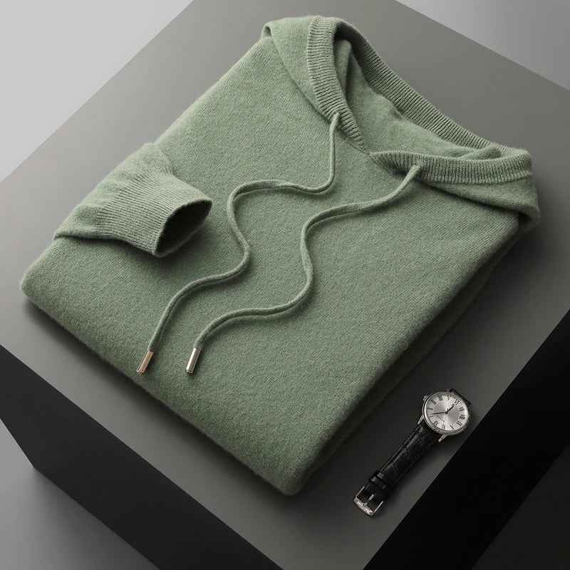 Men's Wool Hoodie - Stylish and Cozy Knitwear Green