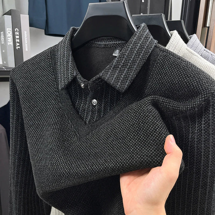 Men's Thickened Two-Piece Shirt Set Black