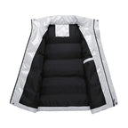 Men's Black Duck Down Quilted Mandarin Collar Full Zip Vest