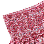 Women's Paisley Print Mini Skirt with Smocked Waist and Layered Ruffles – Casual Comfort