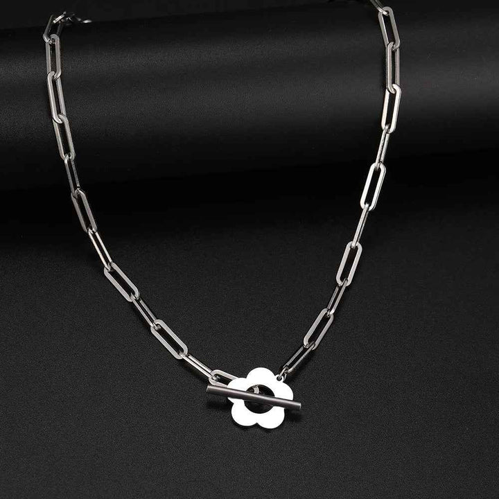 Floral Paperclip Link Necklace
