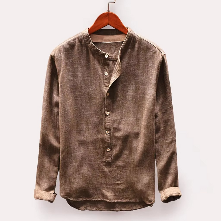 William | Chemise homme à manches longues en coton-lin uni 2025