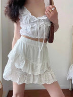 Women's Ruffled Embroidered Skirt L