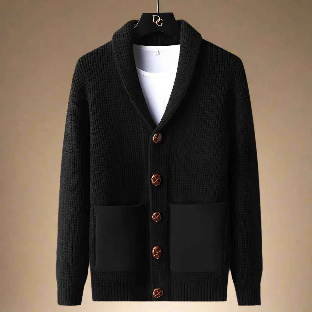 Men's Knit Cardigan - Stylish and Comfortable Knitwear Black