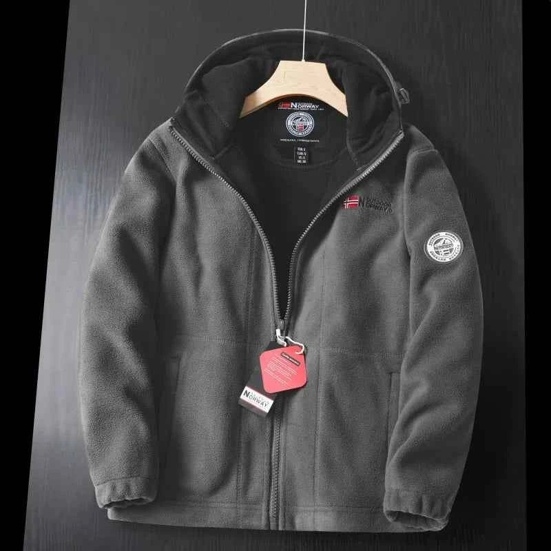 Men's Thick Wool Hooded Jacket Gray