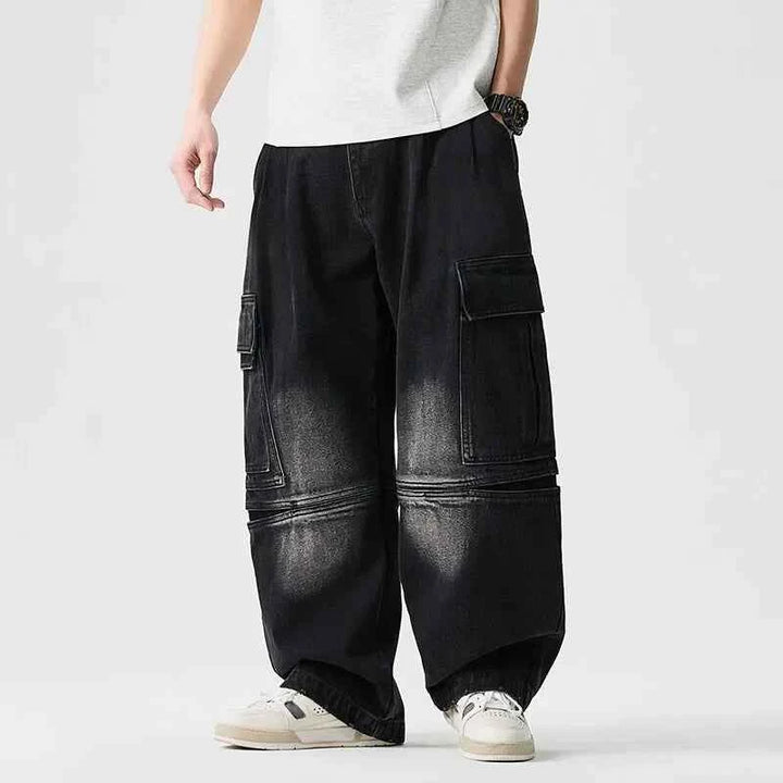 Men's Washed Baggy Jeans Black