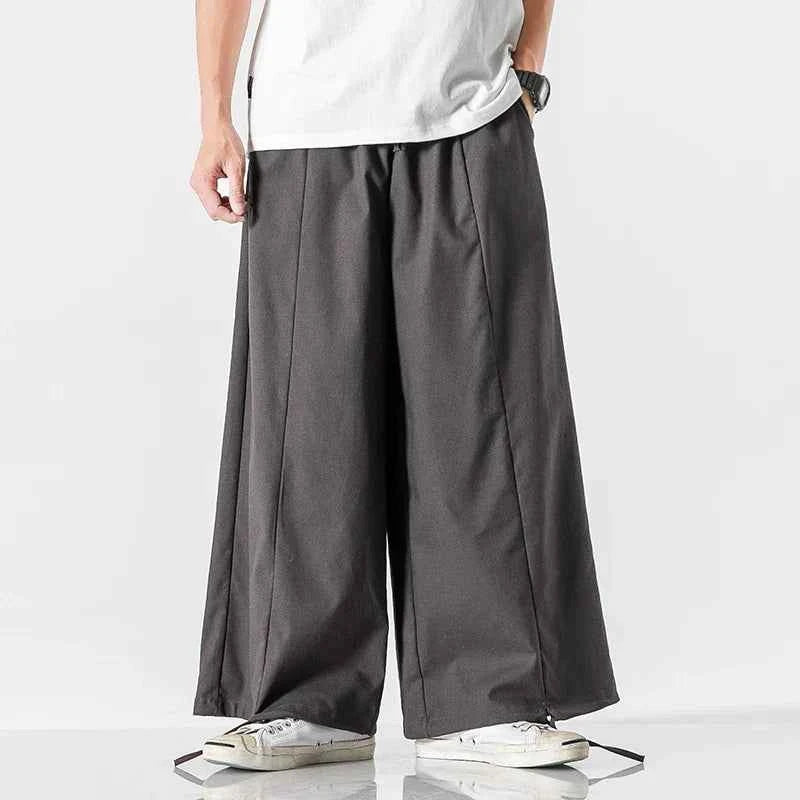 Men's Lightweight Cotton-Linen Parachute Pants Dark Gray