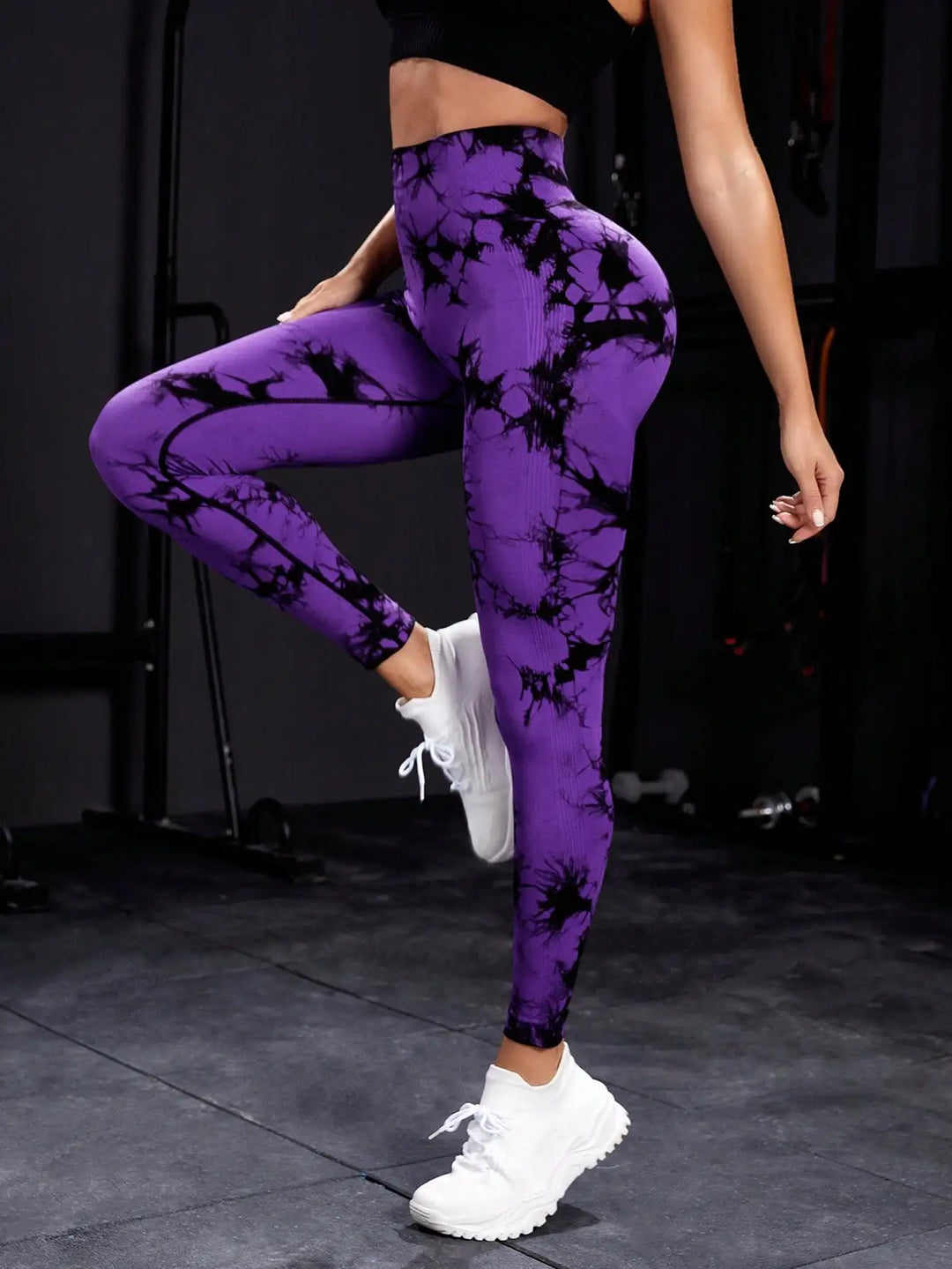 Women's High Waist Seamless Yoga Leggings, Push Up Sports Tights Purple