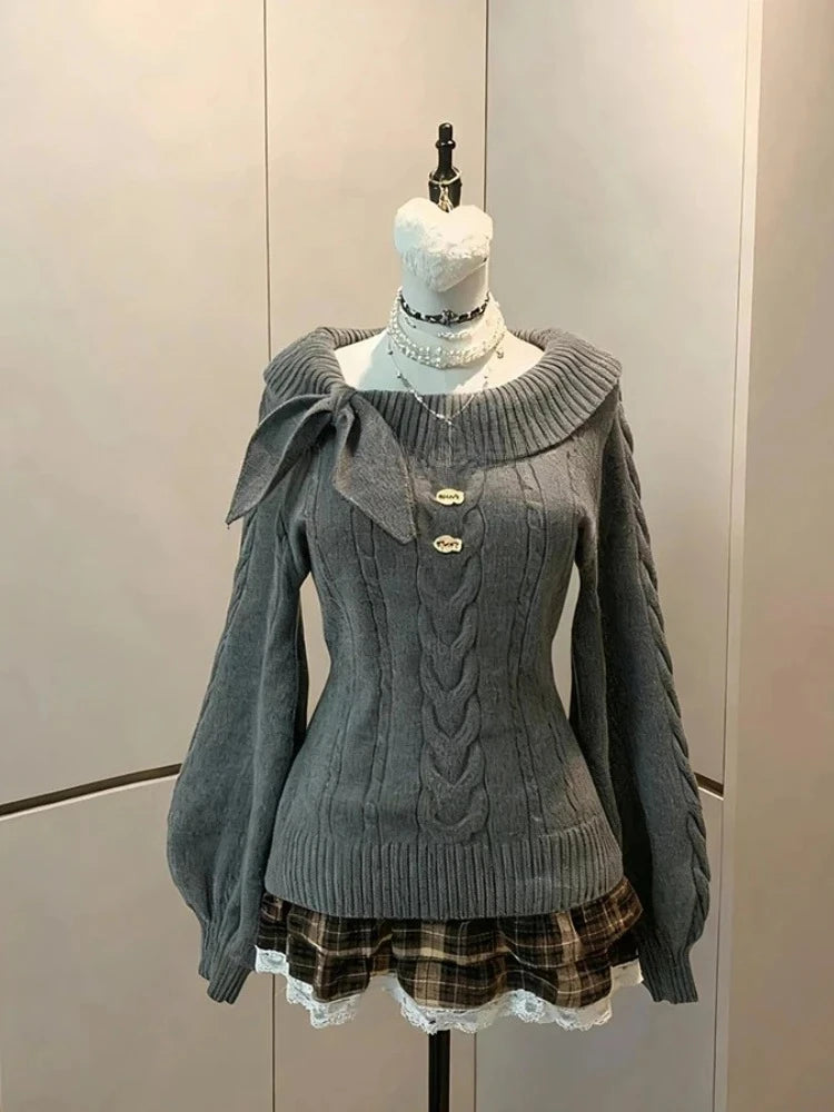 Women's Cotton Slim Fit Red Pullover Winter Essential Knitwear 2935 Grey
