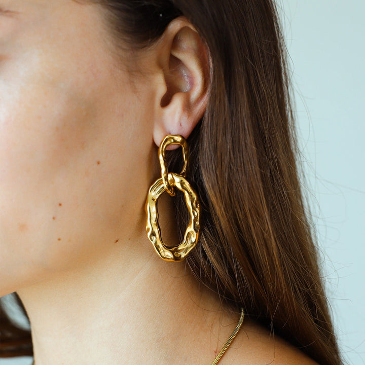 Statement Earrings | Women's Gold-Colored Stainless Steel Earrings