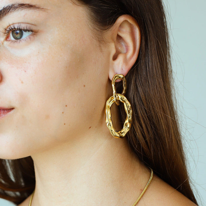 Statement Earrings | Women's Gold-Colored Stainless Steel Earrings