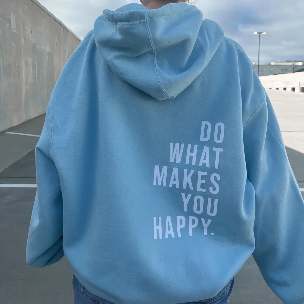 Women's Regular Fit Hoodie – Long Sleeves – Comfortable Casual Style with Motivational Back Print Blue