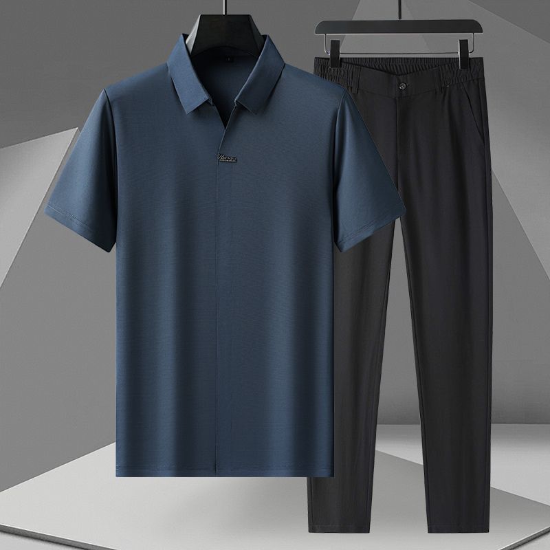Premium Rayon Polo Set Navy