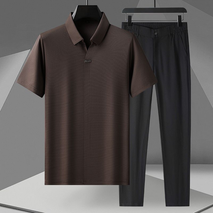 Premium Rayon Polo Set Brown