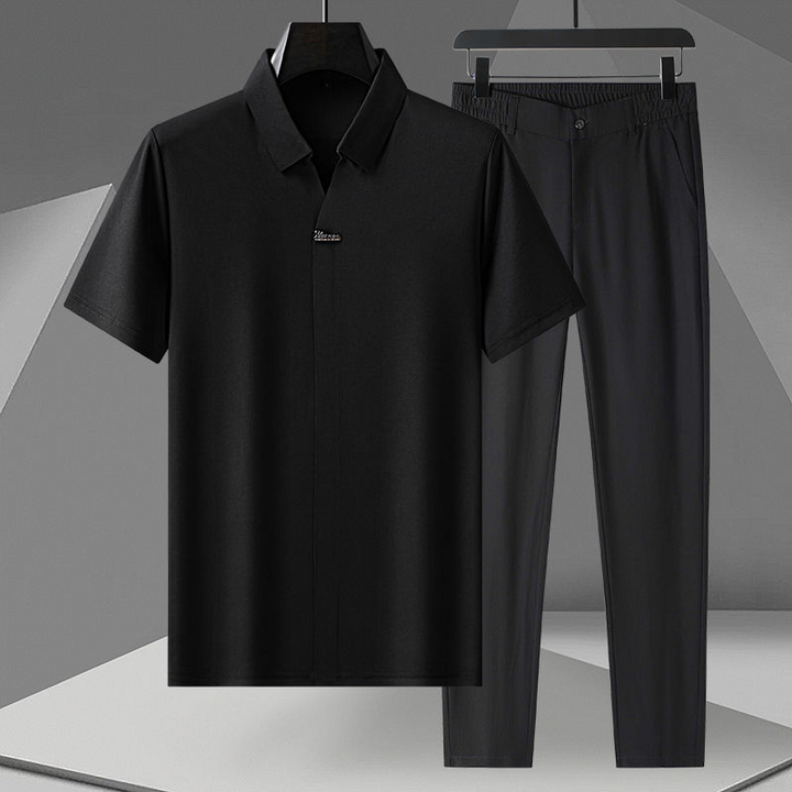 Premium Rayon Polo Set Black
