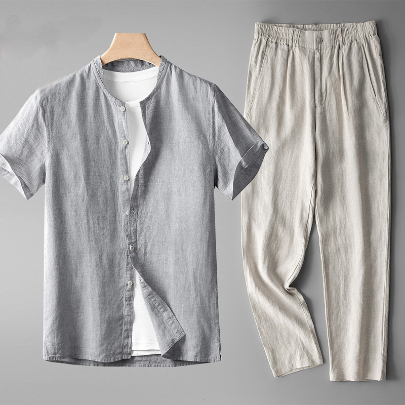 Premium Linen Bedding Set Gray