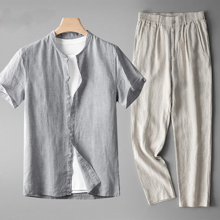 Premium Linen Bedding Set Gray