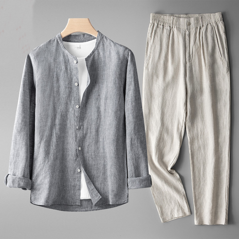 Premium Linen Bedding Set Gray
