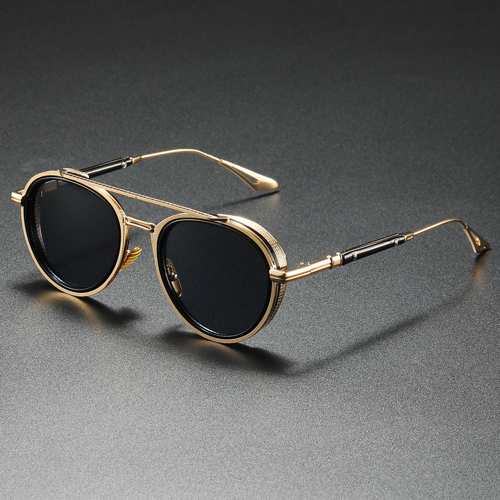 Vintage-Inspired Retro Sunglasses Gold Black