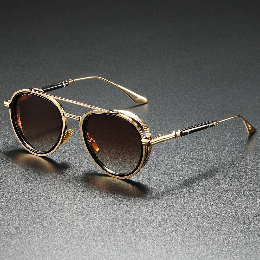 Vintage-Inspired Retro Sunglasses Gold Tea