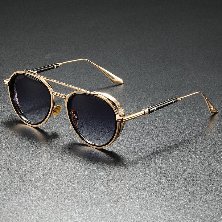 Vintage-Inspired Retro Sunglasses Gold Gray
