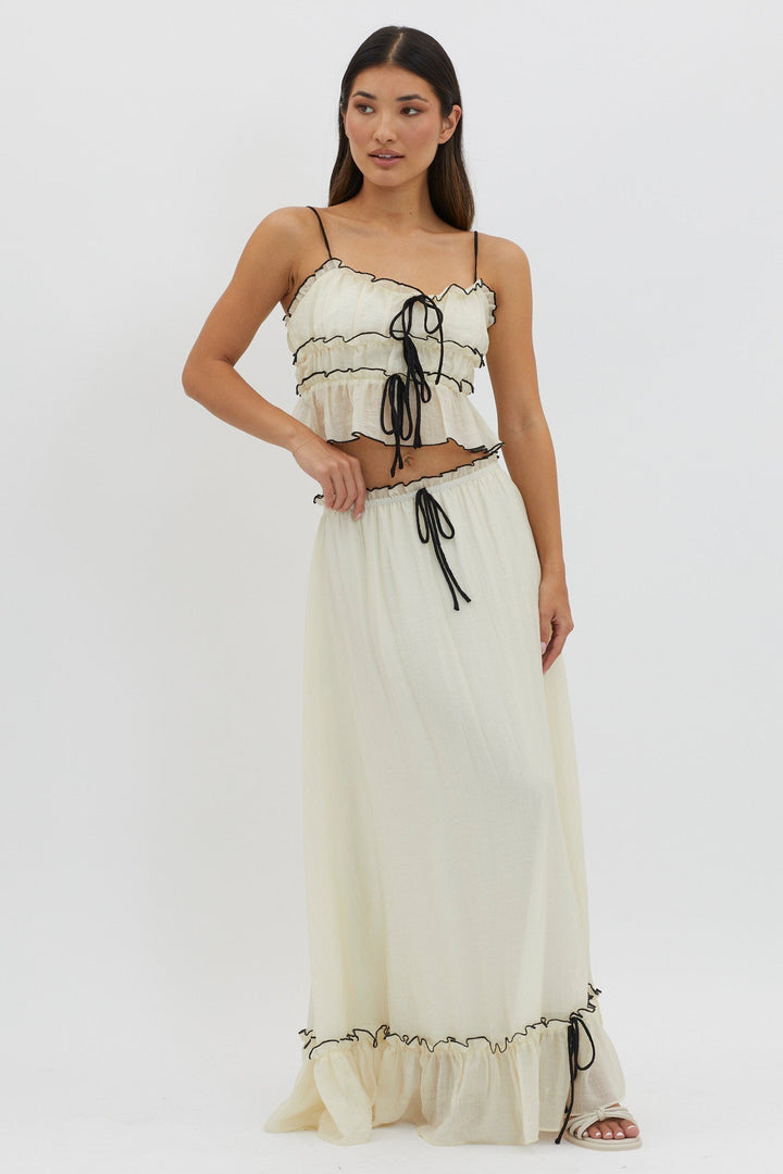 Cianna | Women's Two-Piece Summer Outfit – Top and Long Skirt White