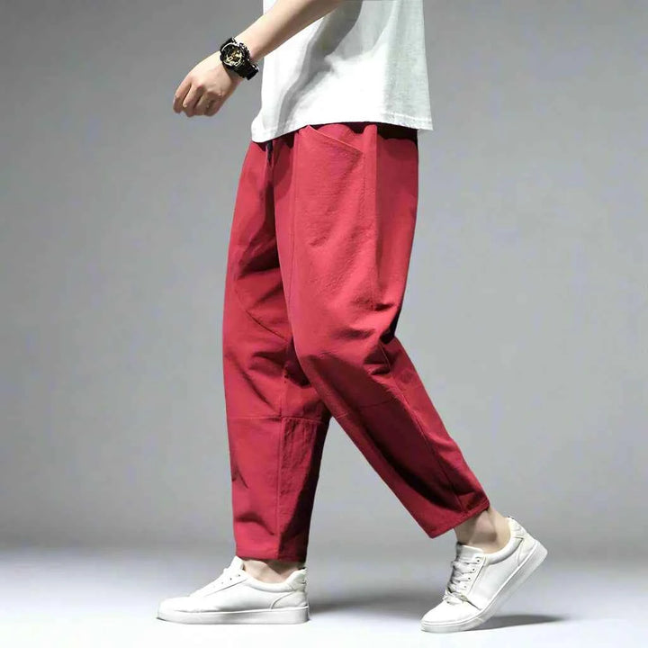 Men's Ankle-Length Pants - Stylish & Comfortable Red