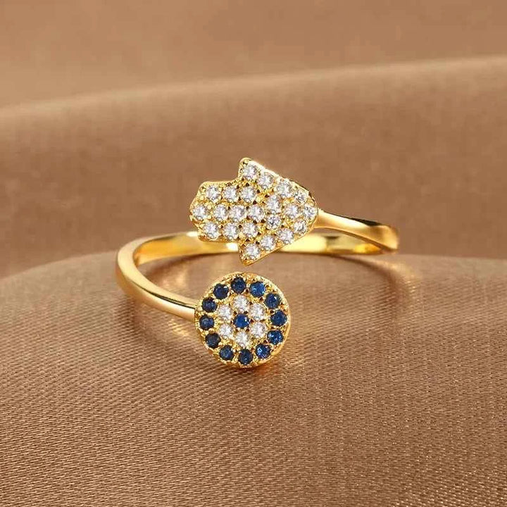 Adjustable Divine Shield Ring Gold Eye