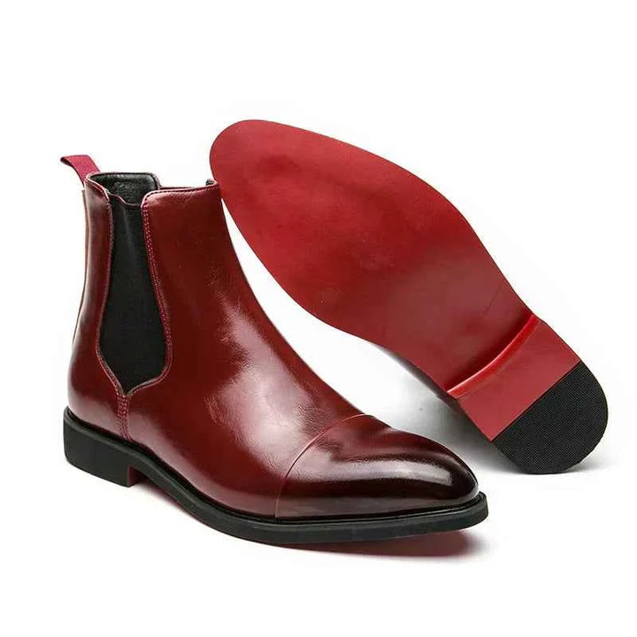Men's Slip-Resistant Chelsea Winter Boots - Stylish & Comfortable Red