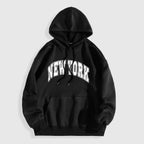 Men's Oversized Printed Letter Hoodie - Casual Thick-Cut Pullover for Comfort Black