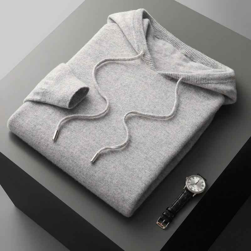 Men's Wool Hoodie - Stylish and Cozy Knitwear Light Gray