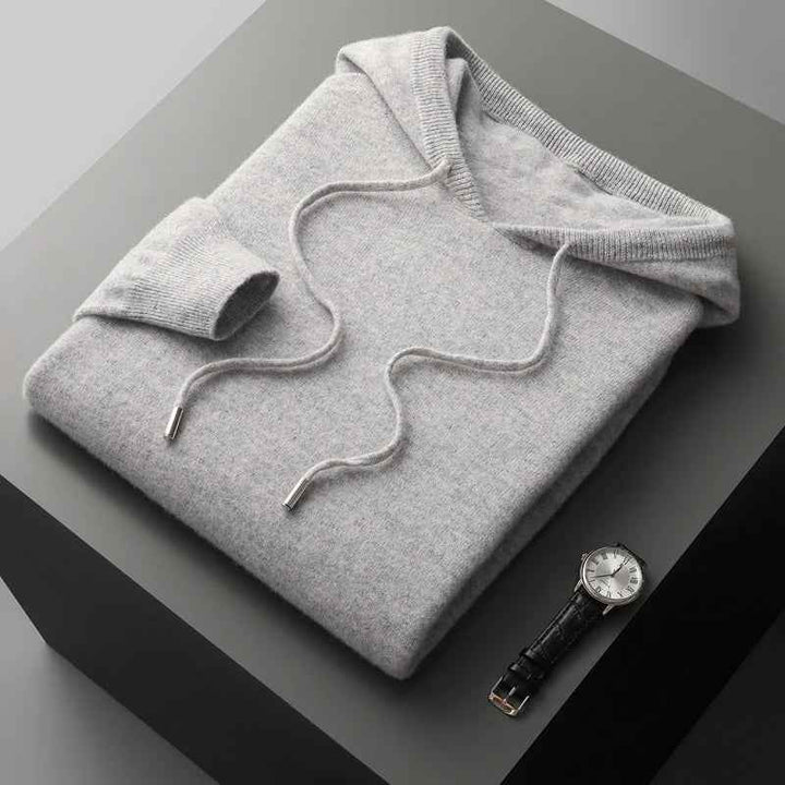 Men's Wool Hoodie - Stylish and Cozy Knitwear Light Gray