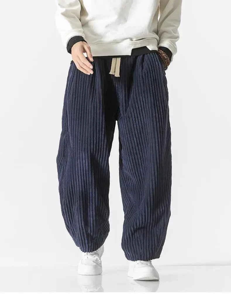 Men's Relaxed Fit Ribbed Knit Joggers with Elastic Waistband