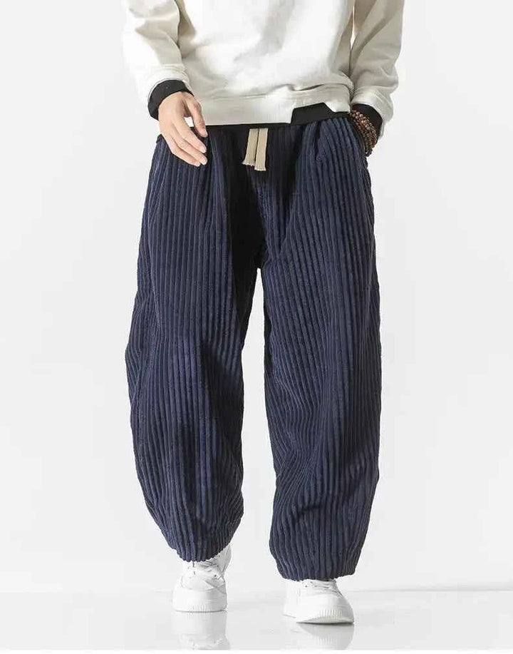 Men's Relaxed Fit Ribbed Knit Joggers with Elastic Waistband