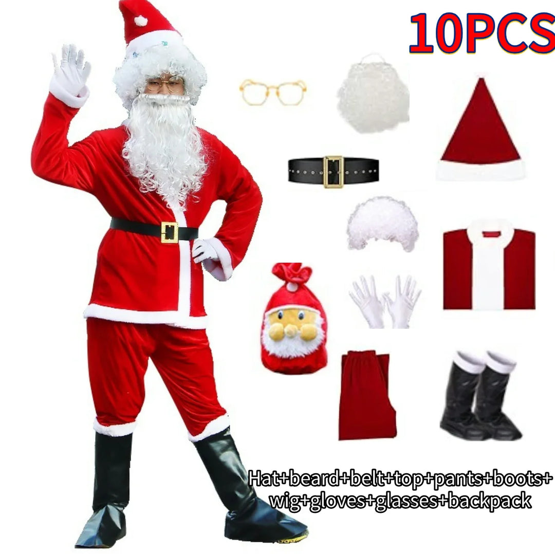 Halloween's Family Santa Claus Costume for New Year's and Christmas Parties 502-10PCS