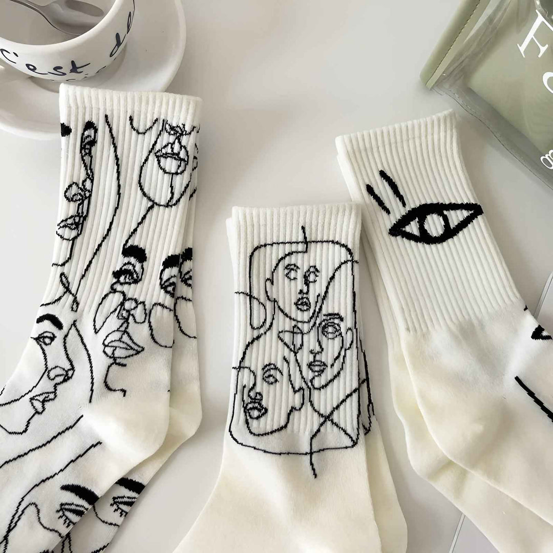 Abstract Line Art Socks - Unique Hypnotic Design Pack of 3 (Most Popular)