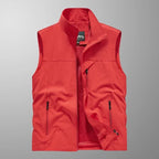Men's Polyester Sleeveless Stand Collar Waterproof Vest Red