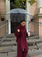 Women's Oversized Knit Set – Ribbed Sweater & Wide-Leg Pants with Scarf