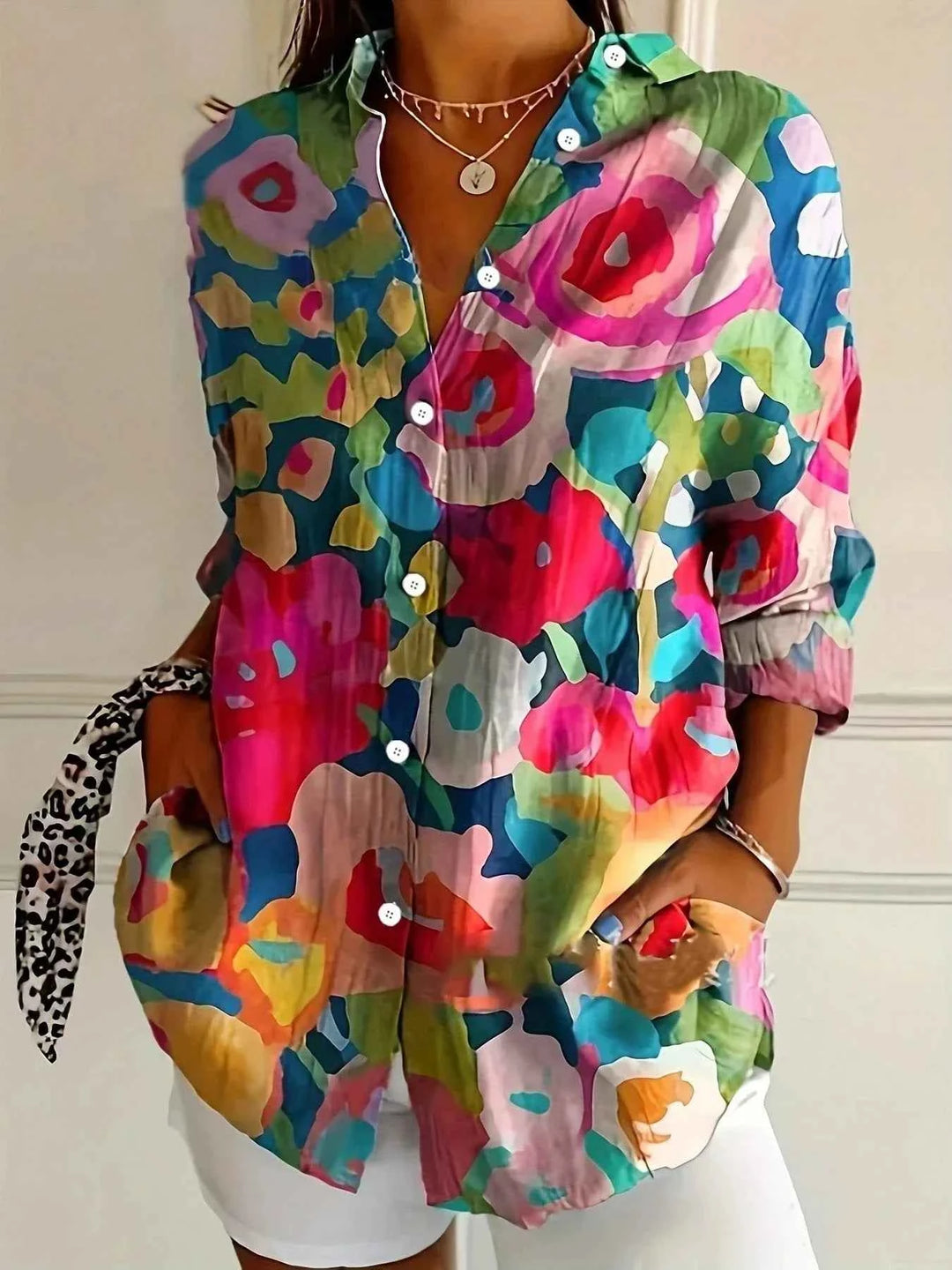 Women's Floral Loose Fit Button-Up Shirt Mix