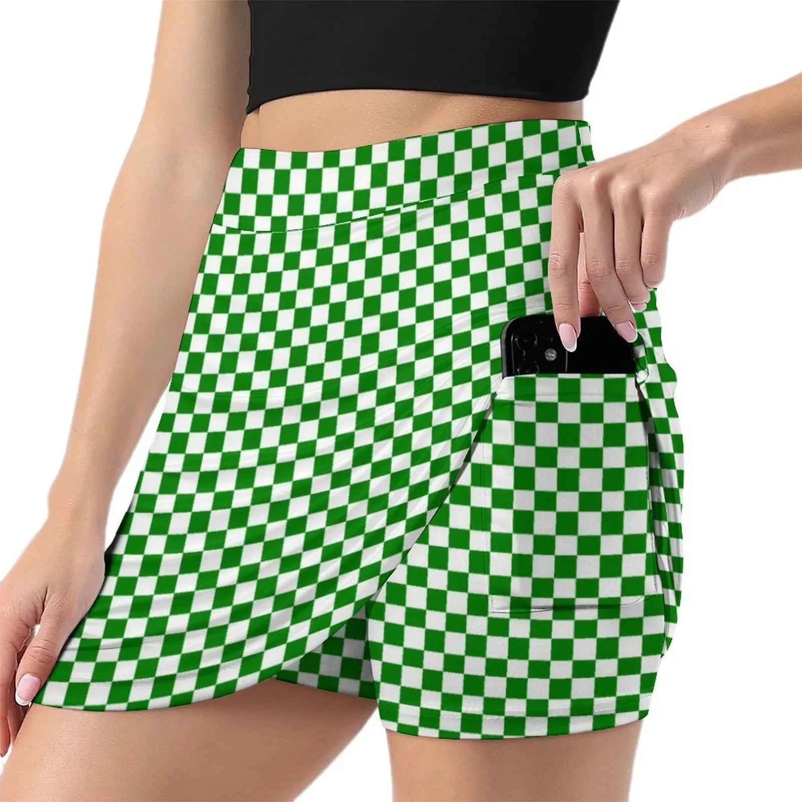 Women's High-Waist Checked Skort