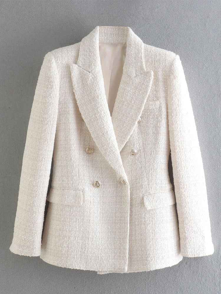 Women's Chic Double-Breasted Blazer Beige