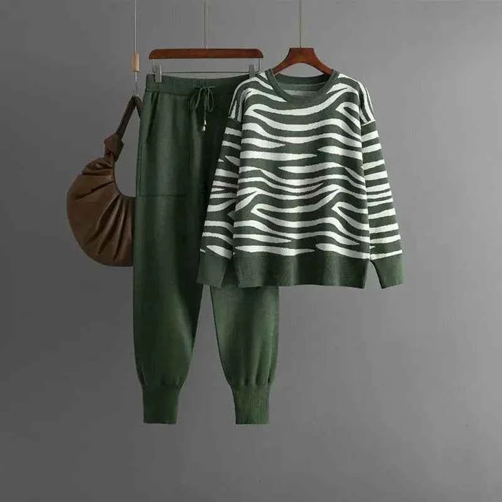 Women's Cozy Knit Lounge Set Green One Size